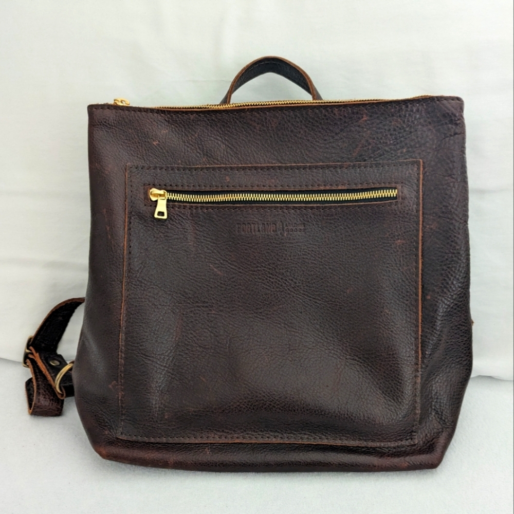 Portland Leather Goods Tote Backpack in color "Cold Brew"